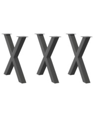 Pieds de table à manger en forme de X, 3 pièces, anthracite, 70 x (72-73) cm, acier | Mobilier & Déco