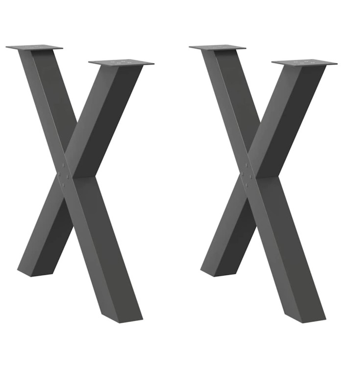 Pieds de table à manger en forme de X 2 pièces Anthracite 70 x (72-73) cm Acier | Mobilier & Déco