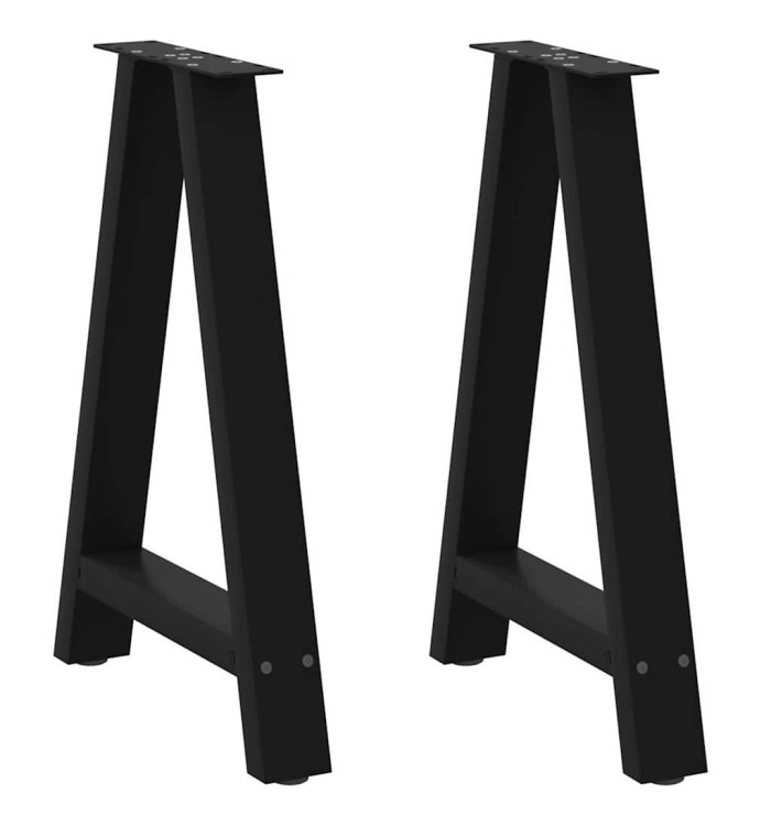 Pieds de table à manger en forme de A 2 pièces Noir 60 x (72-73) cm Acier | Mobilier & Déco