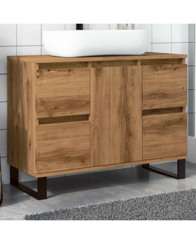Armoire de lavabo de salle de bain chêne artisanal 65x33x60 cm | Mobilier & Déco