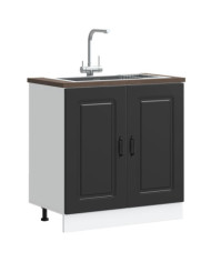 Meuble bas pour évier Kalmar noir 80x46x81,5 cm bois ingénierie | Mobilier & Déco