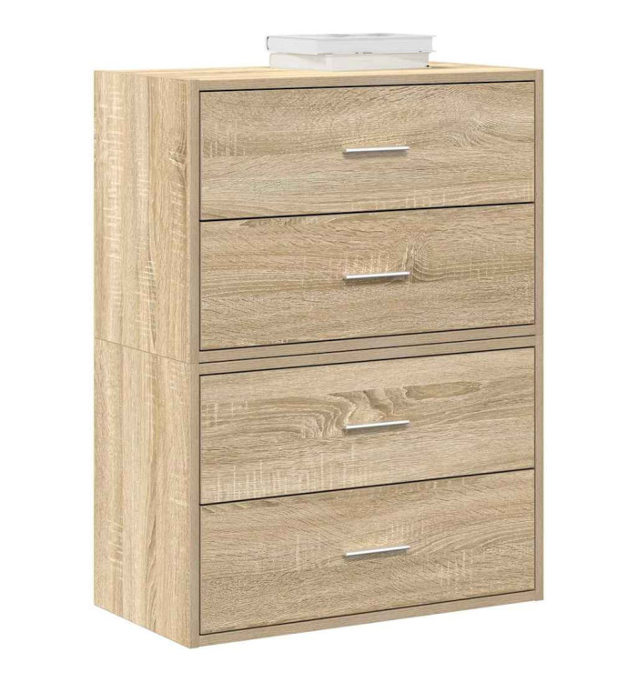 Armoires avec 2 tiroirs 2 pcs chêne sonoma bois d'ingénierie | Mobilier & Déco