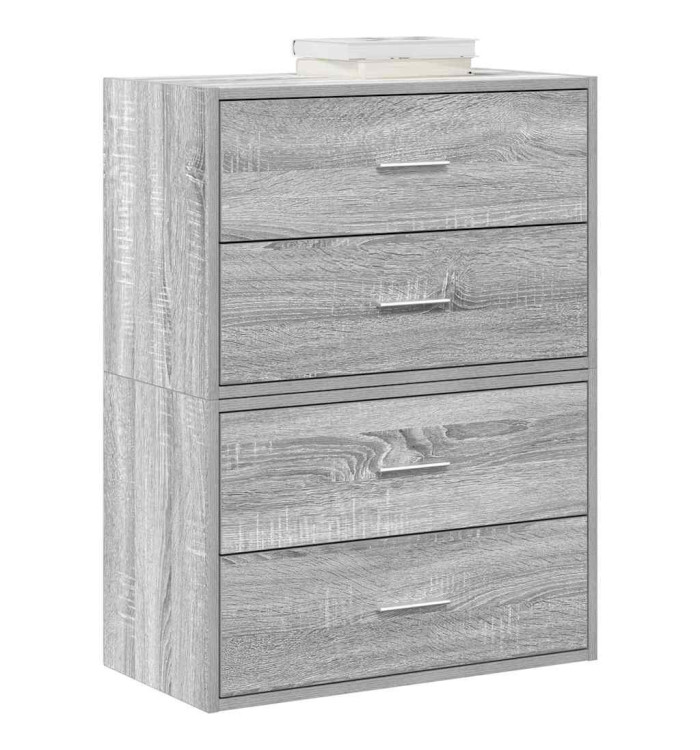 Armoires avec 2 tiroirs 2 pcs sonoma gris bois d'ingénierie | Mobilier & Déco