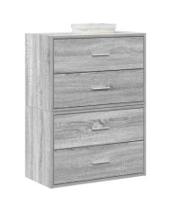Armoires avec 2 tiroirs 2 pcs sonoma gris bois d'ingénierie | Mobilier & Déco
