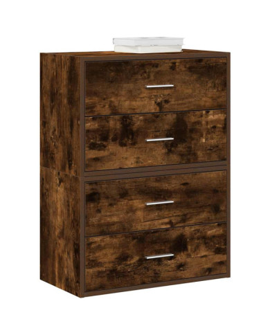 Armoires avec 2 tiroirs 2 pcs chêne fumé bois d'ingénierie | Mobilier & Déco
