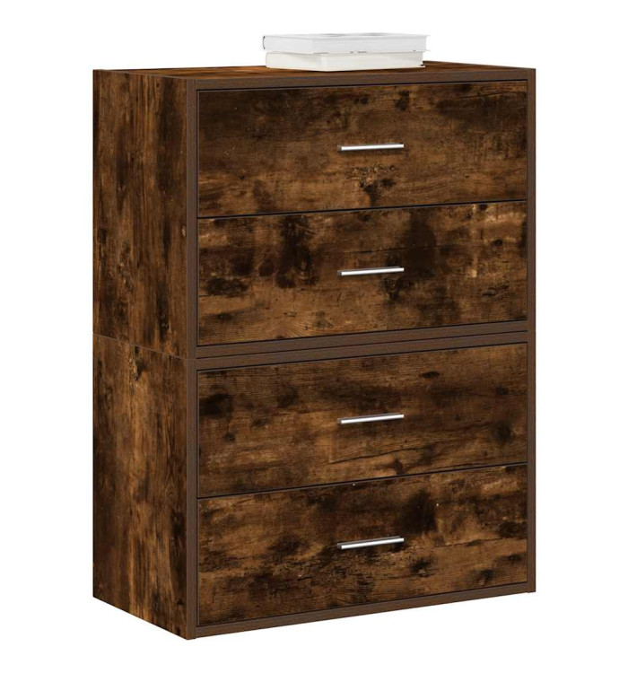 Armoires avec 2 tiroirs 2 pcs chêne fumé bois d'ingénierie | Mobilier & Déco