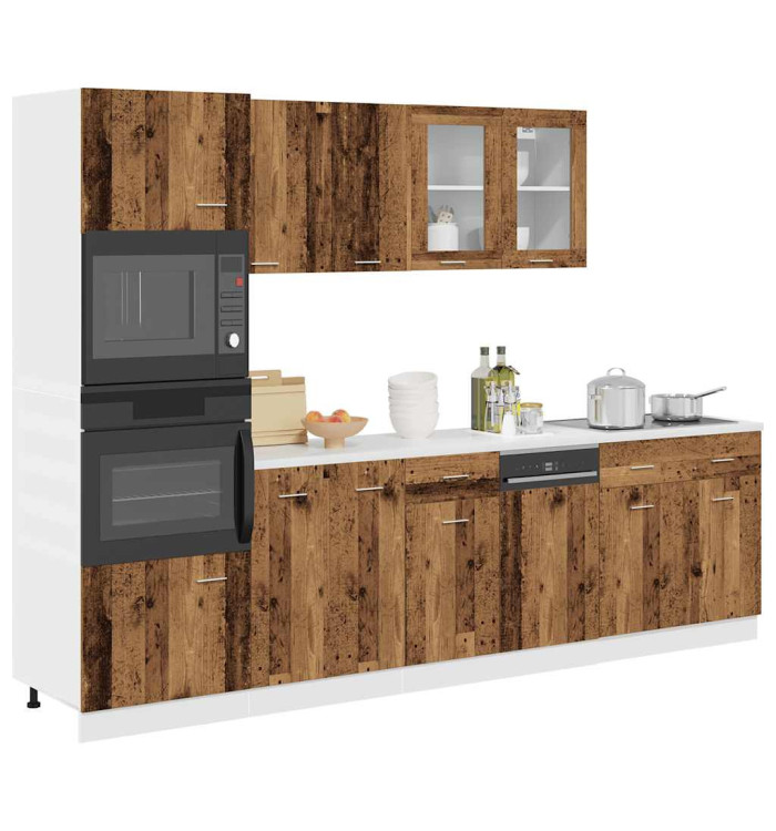 Ensemble d'armoires de cuisine 7 pcs vieux bois | Mobilier & Déco