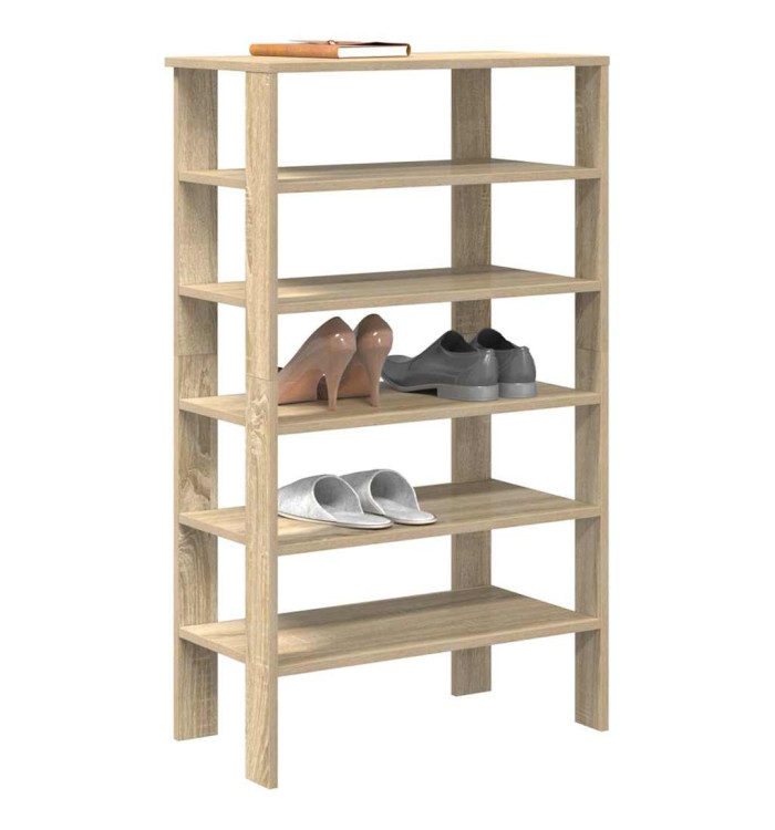 Étagère à chaussures chêne sonoma 61x32x105cm bois d'ingénierie | Mobilier & Déco