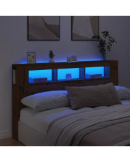 Tête de lit à LED chêne artisanal 180x18,5x103,5 cm | Mobilier & Déco