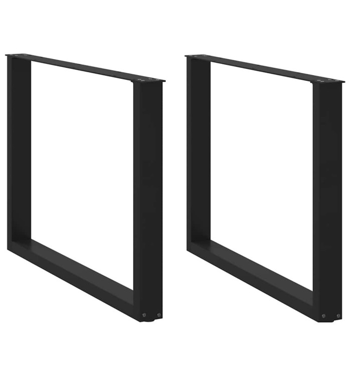 Pieds de table à manger en U 2 pièces Noir 100 x (72-73) cm Acier | Mobilier & Déco