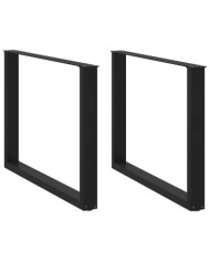 Pieds de table à manger en U 2 pièces Noir 100 x (72-73) cm Acier | Mobilier & Déco