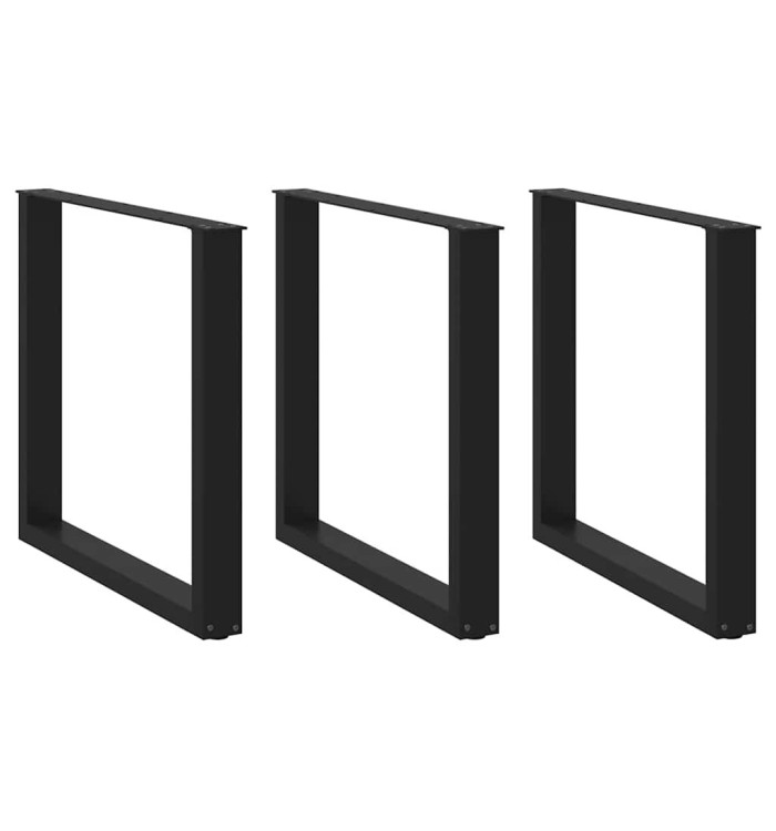 Pieds de table à manger en U, 3 pièces, noir, 80 x (72-73) cm, acier | Mobilier & Déco