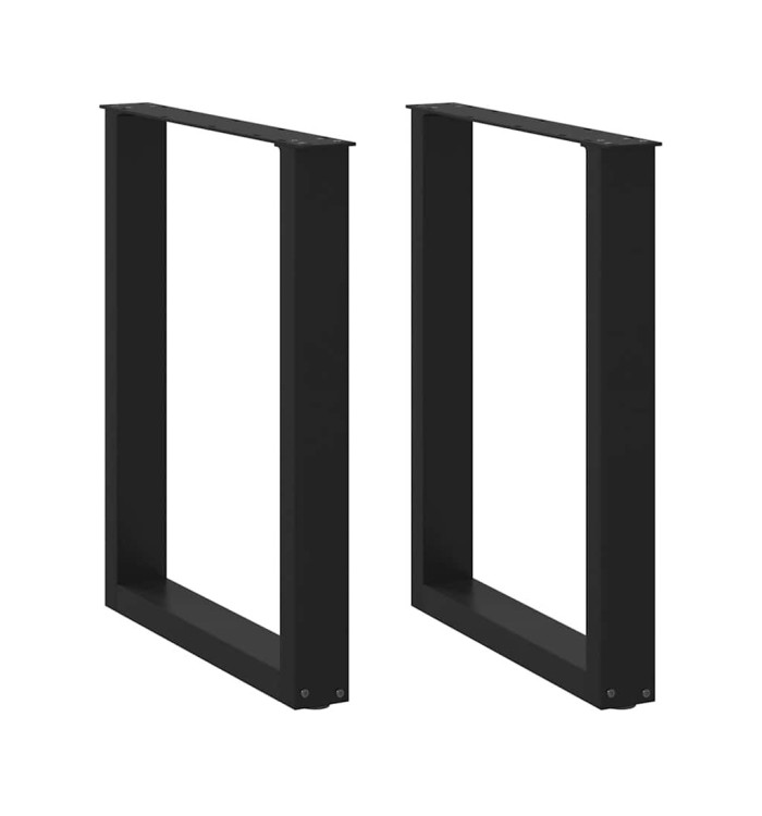 Pieds de table à manger en U 2 pièces Noir 60 x (72-73) cm Acier | Mobilier & Déco