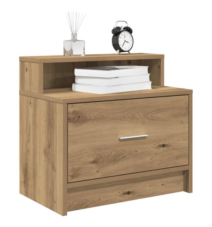 Table de chevet avec tiroir chêne artisanal 51x31x47 cm | Mobilier & Déco