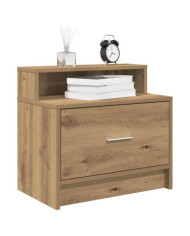 Table de chevet avec tiroir chêne artisanal 51x31x47 cm | Mobilier & Déco