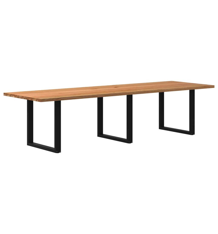 Table à manger marron clair bois de chêne massif rectangulaire | Mobilier & Déco