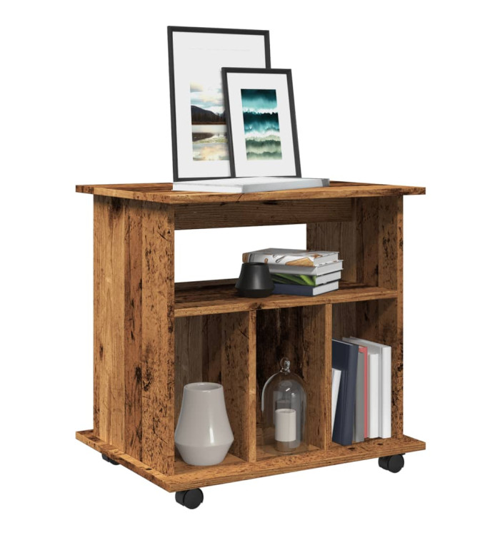 Armoire à roulettes vieux bois 60x45x60 cm bois d'ingénierie | Mobilier & Déco