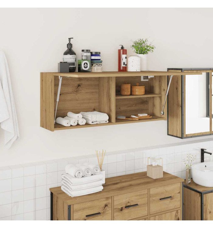 Armoire murale de bain chêne artisanal bois d'ingénierie | Mobilier & Déco