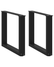 Pieds de table basse en U, 2 pièces, noir, 50 x (42-43) cm, acier | Mobilier & Déco