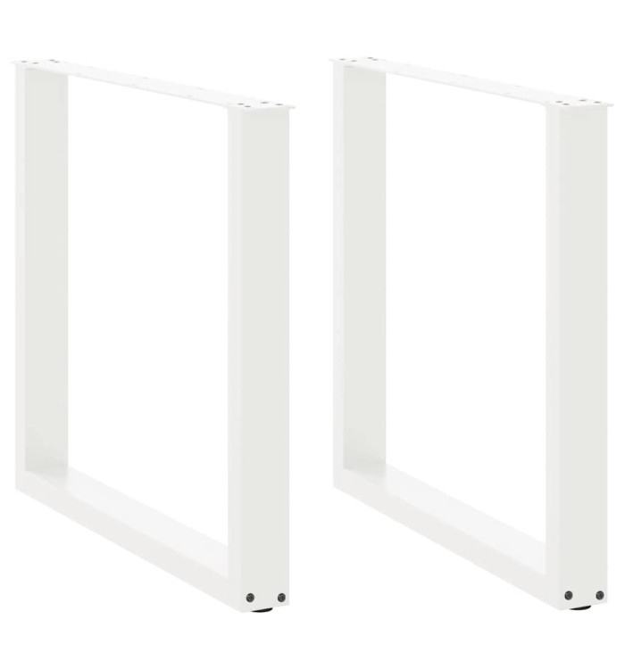 Pieds de table à manger en U 2 pièces Blanc 80 x (72-73) cm Acier | Mobilier & Déco