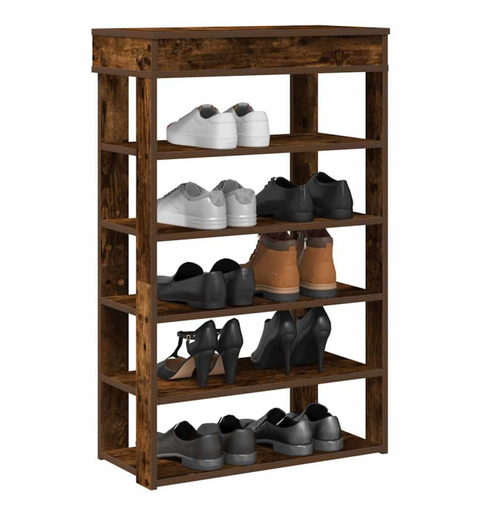 Étagère à chaussures chêne fumé 60x30x98 cm bois d'ingénierie | Mobilier & Déco