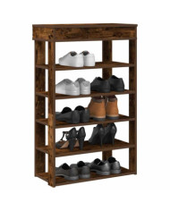 Étagère à chaussures chêne fumé 60x30x98 cm bois d'ingénierie | Mobilier & Déco