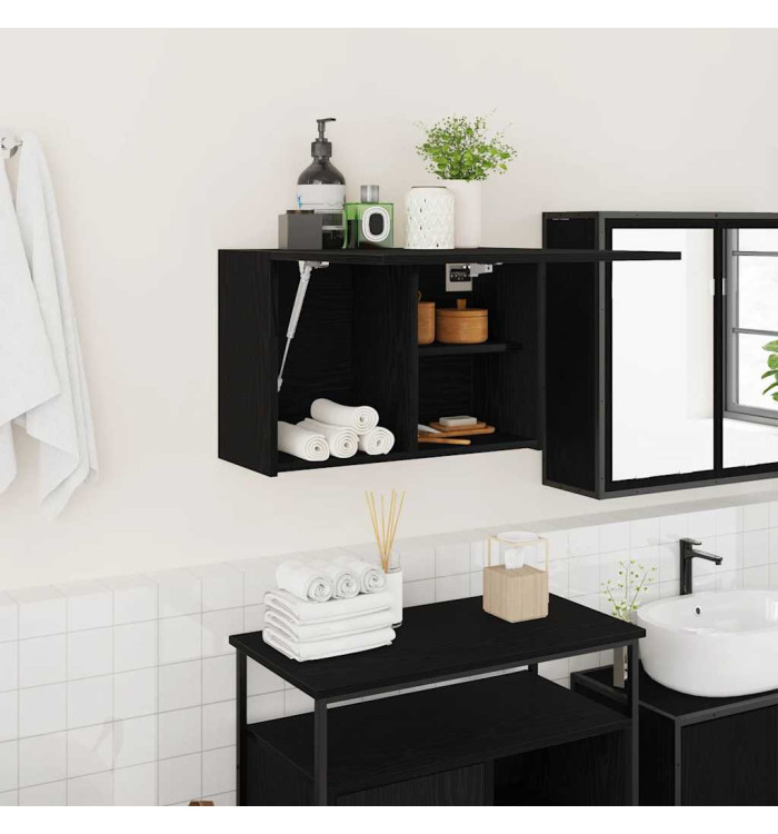 Armoire murale de bain noir 60x25x40 cm bois d'ingénierie | Mobilier & Déco