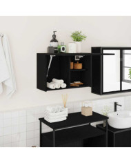 Armoire murale de bain noir 60x25x40 cm bois d'ingénierie | Mobilier & Déco