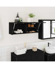 Armoire murale de bain noir 80x25x30 cm bois d'ingénierie | Mobilier & Déco