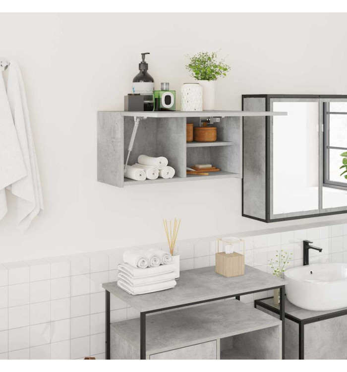 Armoire murale de bain gris béton 60x25x30 cm bois d'ingénierie | Mobilier & Déco