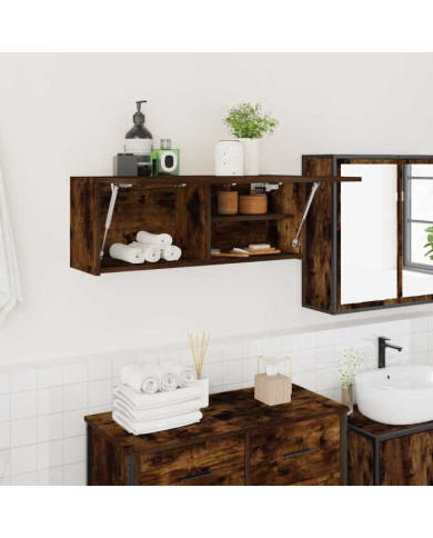 Armoire murale de bain chêne fumé 80x25x30 cm bois d'ingénierie | Mobilier & Déco