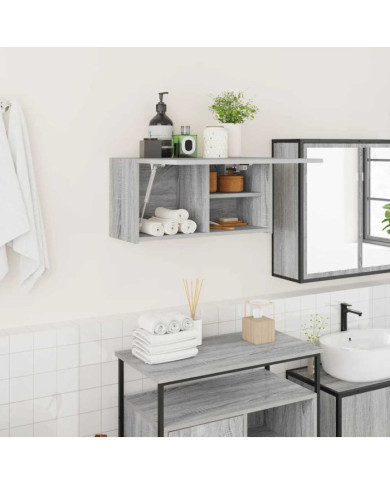 Armoire murale de bain sonoma gris 60x25x30cm bois d'ingénierie | Mobilier & Déco