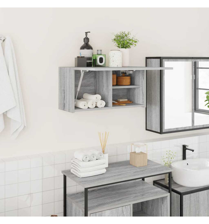 Armoire murale de bain sonoma gris 60x25x30cm bois d'ingénierie | Mobilier & Déco