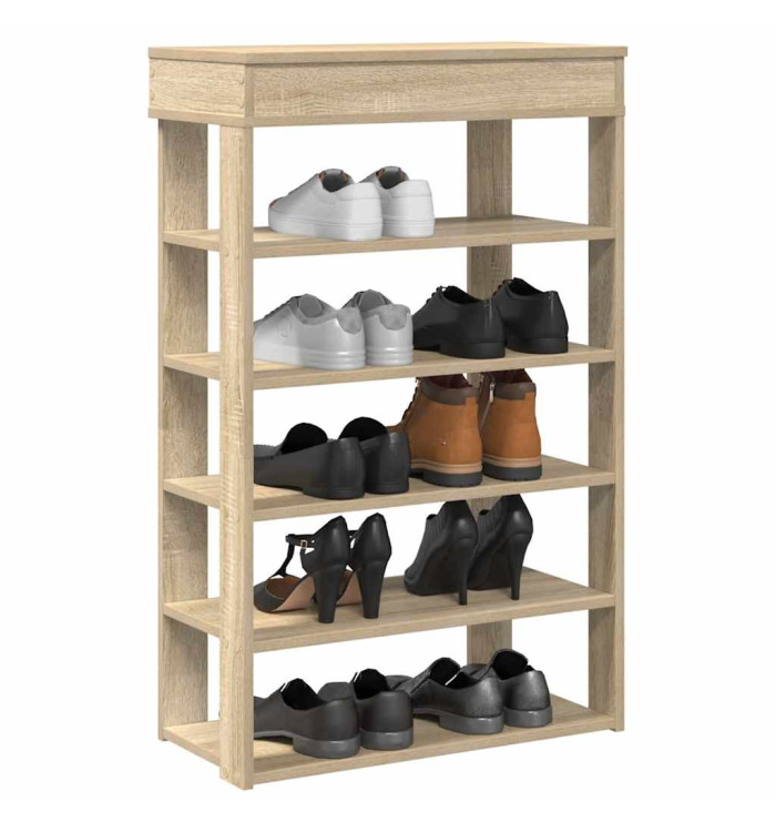 Étagère à chaussures chêne sonoma 60x30x98 cm bois d'ingénierie | Mobilier & Déco