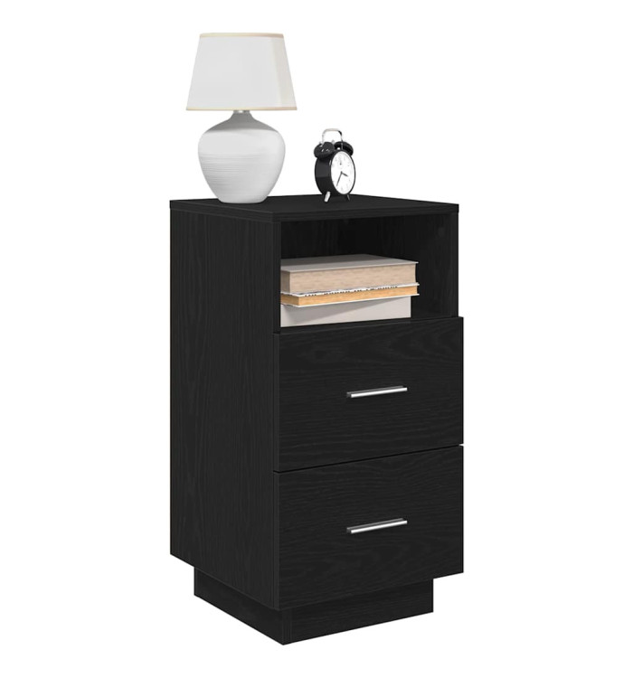Table de chevet avec 2 tiroirs noir 36x36x68 cm | Mobilier & Déco