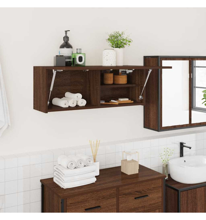 Armoire murale de bain chêne marron 80x25x30 cm bois ingénierie | Mobilier & Déco