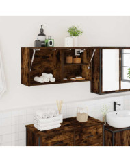 Armoire murale de bain chêne fumé 80x25x40 cm bois d'ingénierie | Mobilier & Déco