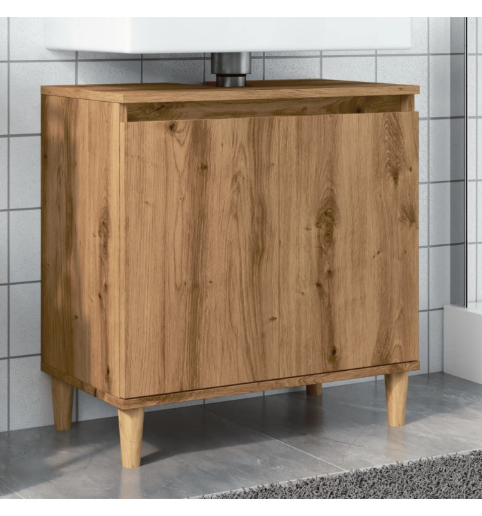 Armoire d'évier chêne artisanal 58x33x60 cm bois d'ingénierie | Mobilier & Déco