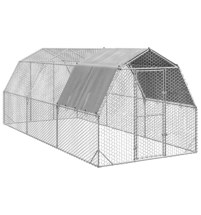 Poulailler avec toit 2,5x6x2,25 m acier galvanisé | Mobilier & Déco