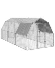 Poulailler avec toit 2,5x6x2,25 m acier galvanisé | Mobilier & Déco
