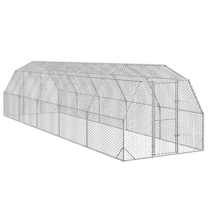 Poulailler 2,5x10x2,25 m acier galvanisé | Mobilier & Déco