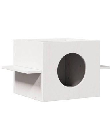 Maison pour chat blanc 51x35x30 cm bois de pin massif | Mobilier & Déco