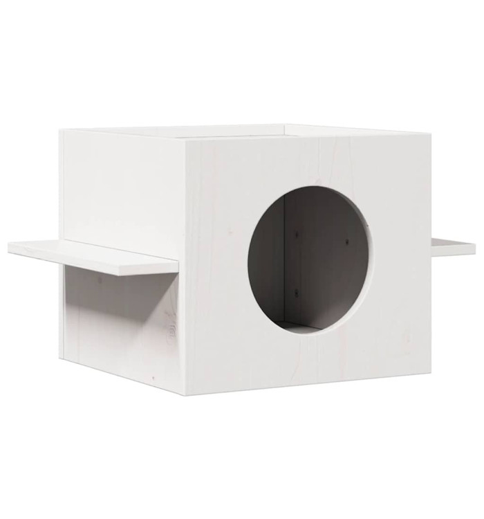 Maison pour chat blanc 51x35x30 cm bois de pin massif | Mobilier & Déco