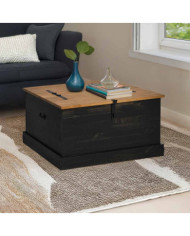 Coffre de rangement HALDEN noir 91x91x47 cm bois massif pin | Mobilier & Déco