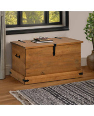 Coffre de rangement HALDEN 91x48x47 cm bois massif pin | Mobilier & Déco
