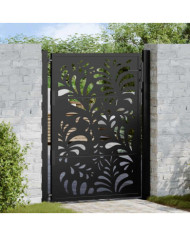 Portail de jardin noir 105x130 cm acier conception de vagues | Mobilier & Déco