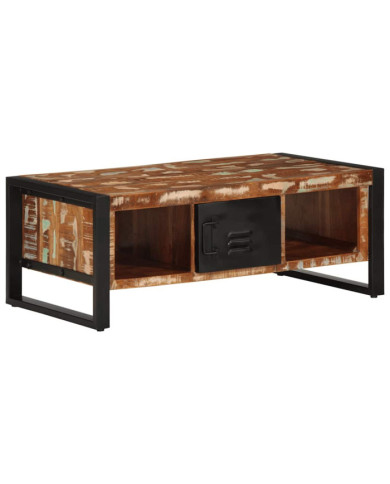 Table basse multicolore 90x50x36 cm bois de récupération massif | Mobilier & Déco