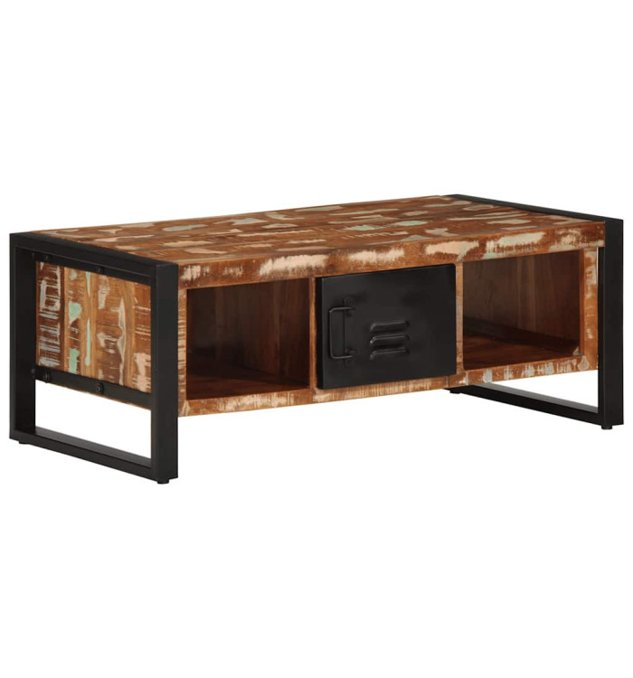Table basse multicolore 90x50x36 cm bois de récupération massif | Mobilier & Déco