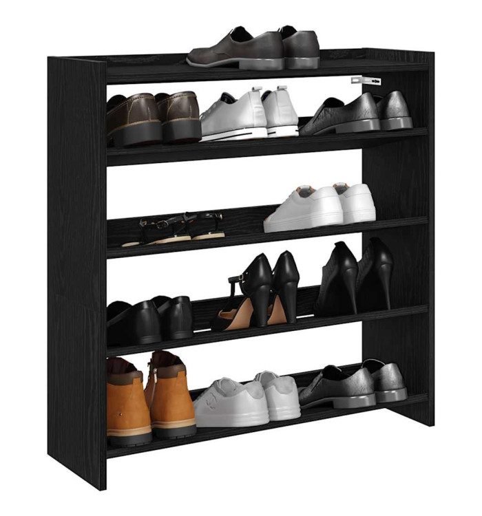 Étagère à chaussures noir 80x25x81 cm bois d'ingénierie | Mobilier & Déco