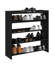 Étagère à chaussures noir 80x25x81 cm bois d'ingénierie | Mobilier & Déco